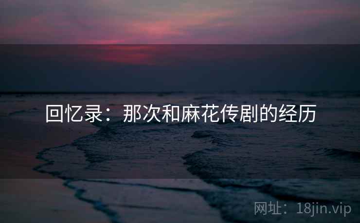回忆录：那次和麻花传剧的经历